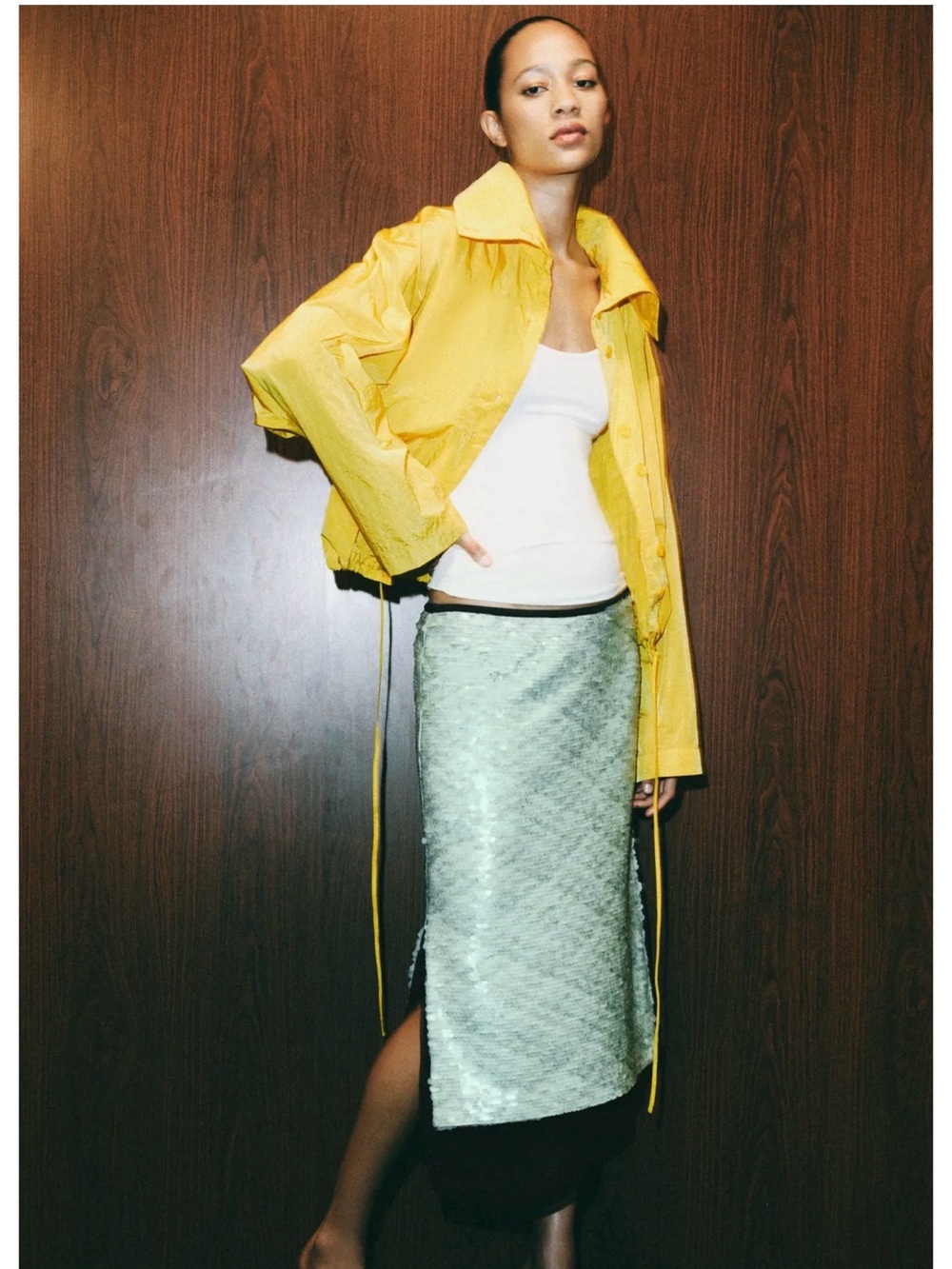 Zara Sea Green Small Sequin Midi Skirt Like New!